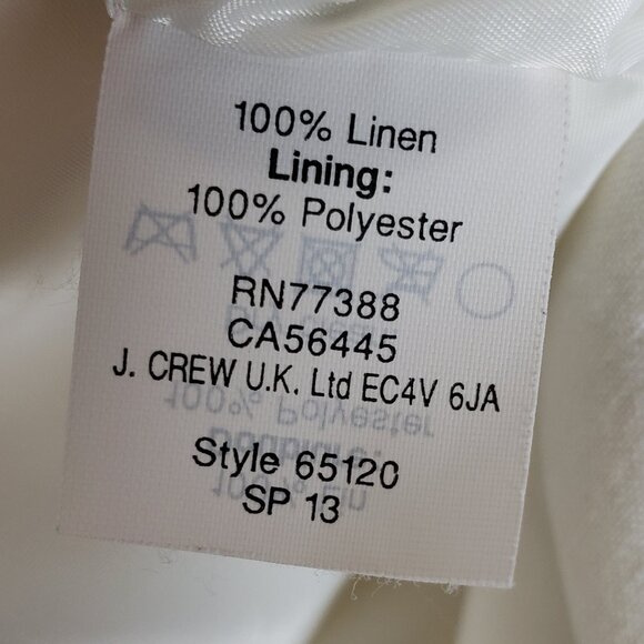 J CREW Schoolboy 100% Linen Blazer Nautical Crest Gold Buttons Preppy size 12 - Picture 8 of 12